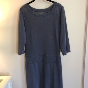 Toad&Co Cotton Drop Waist LS Dress Lg Gray Tencel